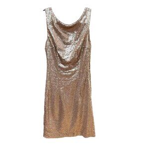 Lulus Dress Shine Time Rose Gold Sequin Cowl Neck & Back Holiday Wedding Size XS